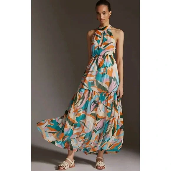 Anthropologie | Dresses | Anthropologie Maeve Tiered Maxi Dress Keyhole  Halter Plus Size 3x | Poshmark